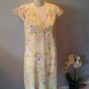 Vintage East West  flowy floral pale yellow dress